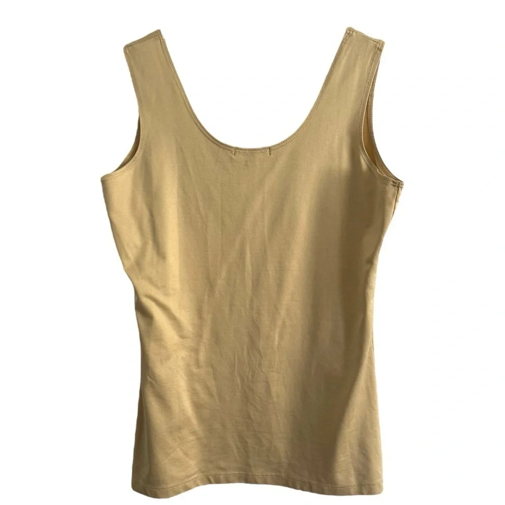 BABETTE SOFT GOLD SHELL SLEEVELESS TANK TOP SZ L - Picture 3 of 6